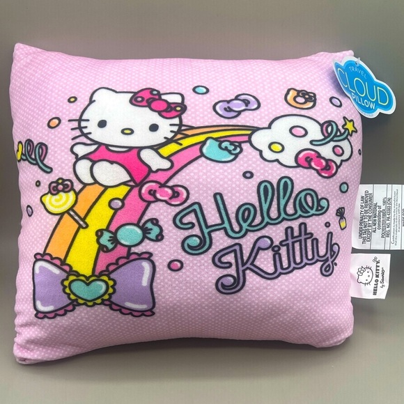 HELLO KITTY Sanrio 2pc Travel CLOUD Pillow & matching Silk Touch Fleece Blanket - Picture 3 of 8